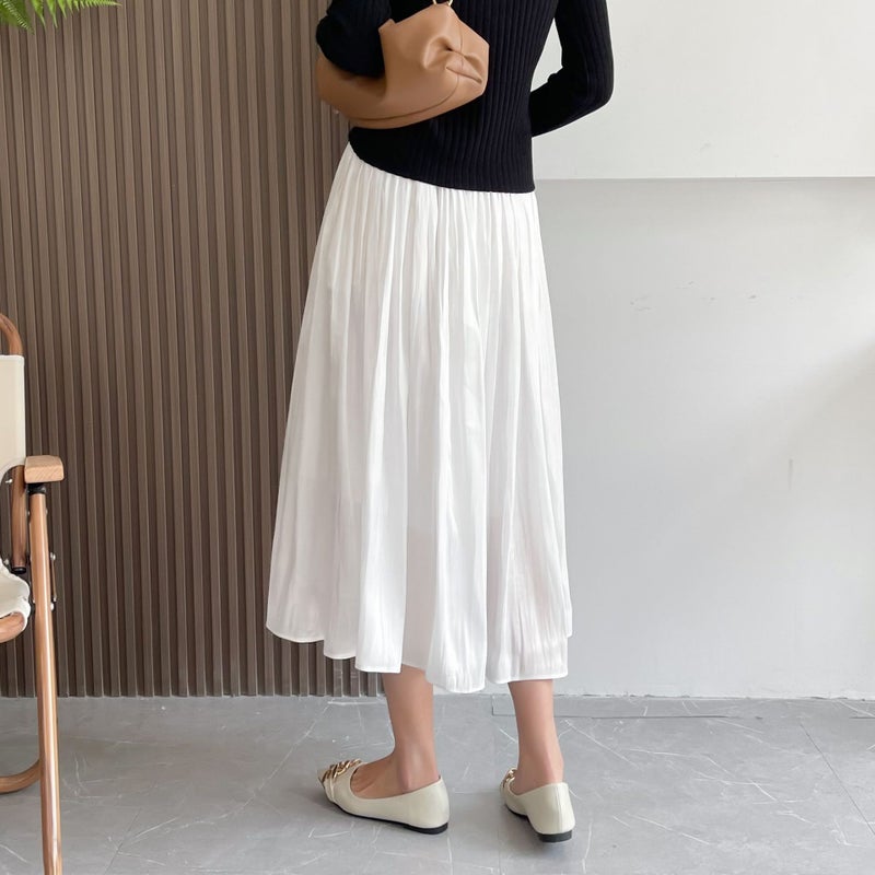 White mesh skirt female spring and autumn a-line high waist puffy fairy yarn skirt irregular skirt X144 white one size - Image 4