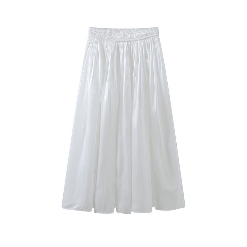 White mesh skirt female spring and autumn a-line high waist puffy fairy yarn skirt irregular skirt X144 white one size - Image 1