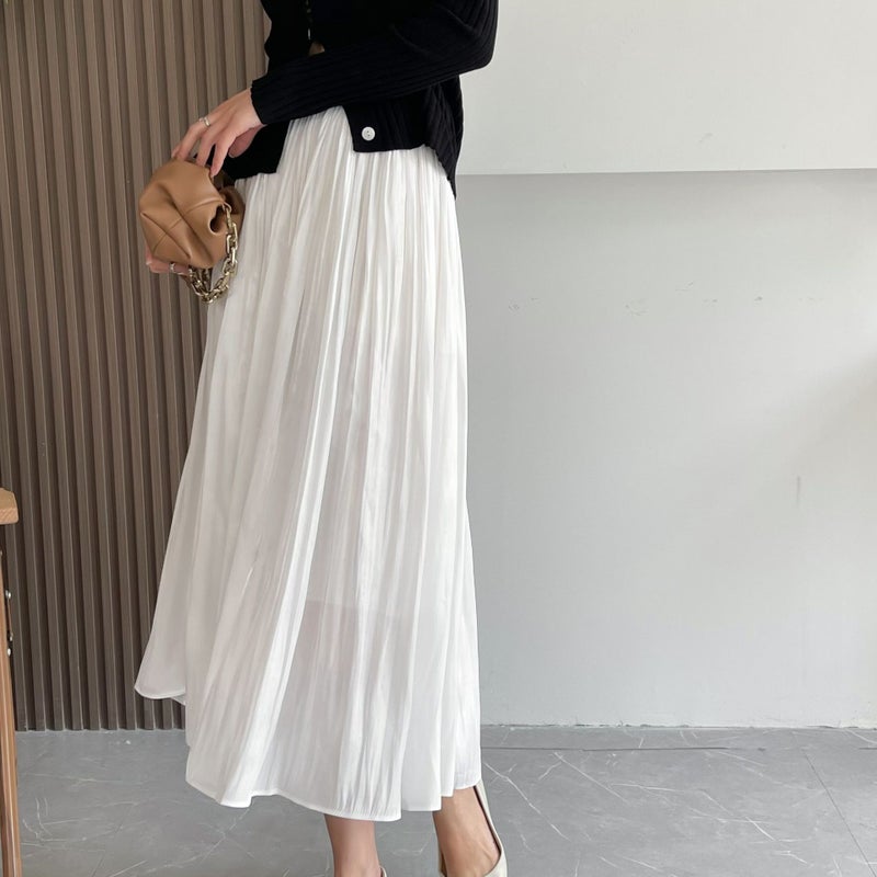 White mesh skirt female spring and autumn a-line high waist puffy fairy yarn skirt irregular skirt X144 white one size - Image 3