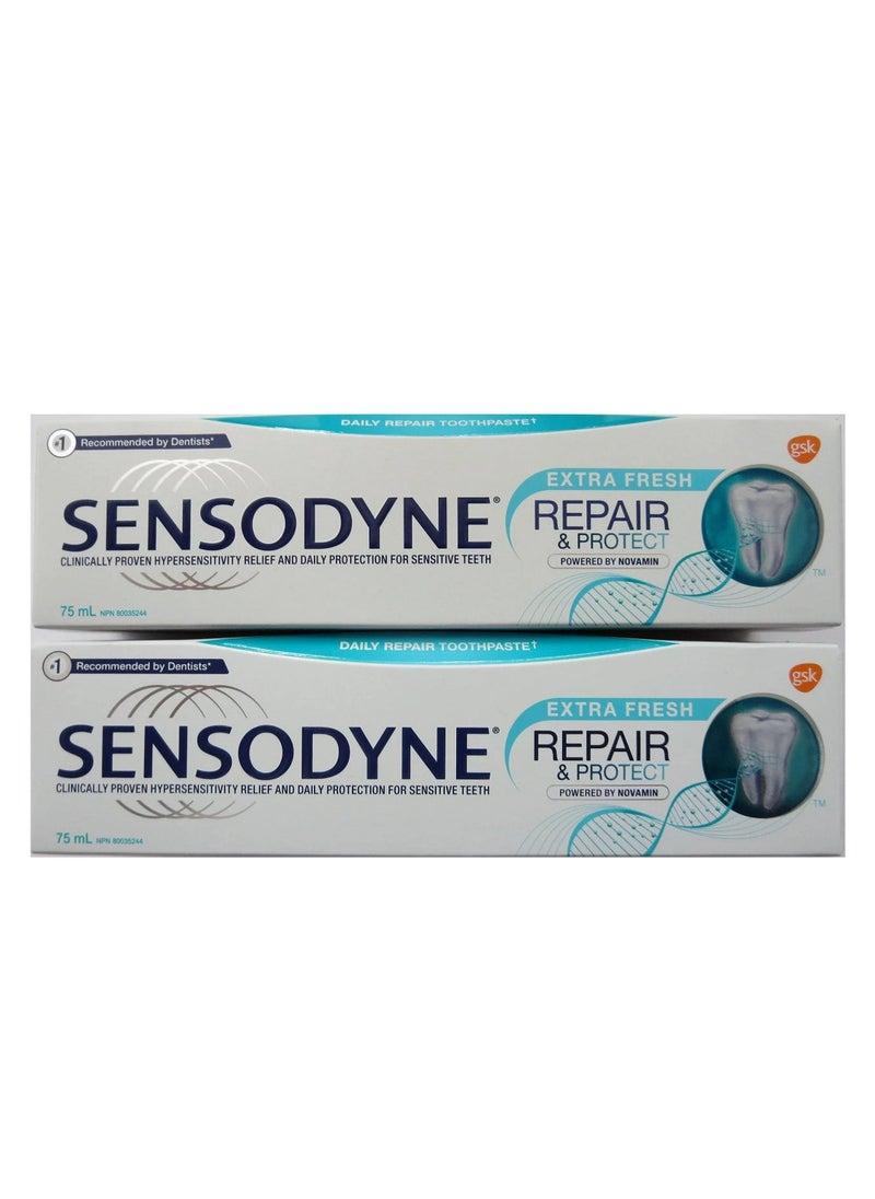 Sensodyne - Pack Of 2 Sensodyne Repair and Protect Extra Fresh Toothpaste 75ml - Image 1