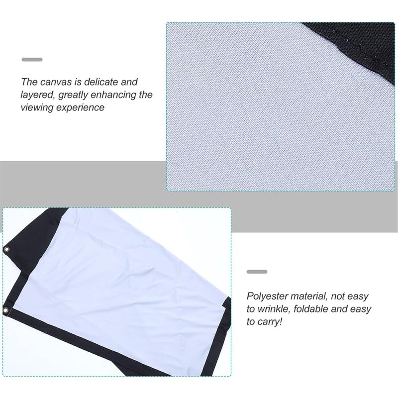 84 Inch Foldable Projector Screen Anti Light Home Theater Polyester Medium Thickness with 4 Hooks - Image 4