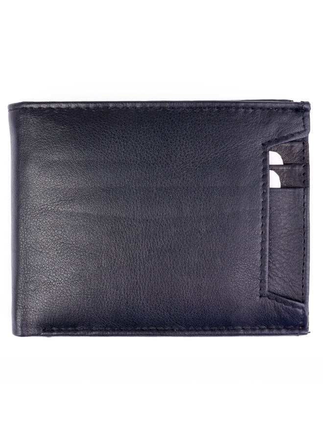 Genuine Cow Leather Bifold Men’s Wallet with Detachable Extra Card Holder Insert – Premium Quality Thick Dual Flap Gents Purse with Multiple Pockets – Guaranteed Authentic Cowhide - Image 1