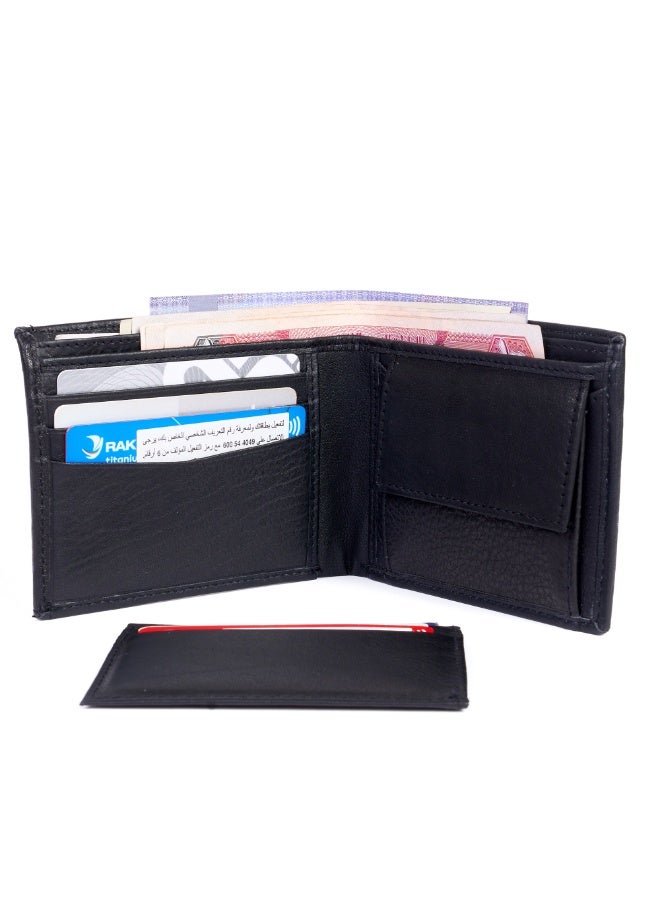 Genuine Cow Leather Bifold Men’s Wallet with Detachable Extra Card Holder Insert – Premium Quality Thick Dual Flap Gents Purse with Multiple Pockets – Guaranteed Authentic Cowhide - Image 2