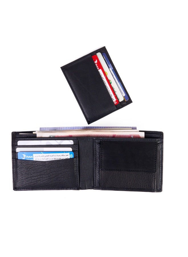 Genuine Cow Leather Bifold Men’s Wallet with Detachable Extra Card Holder Insert – Premium Quality Thick Dual Flap Gents Purse with Multiple Pockets – Guaranteed Authentic Cowhide - Image 3