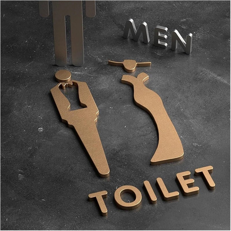 Bathroom Signs, 3D Arrow Toilet Sign Plate Elegant Wash Room Door Wall Label Sticker Bathroom(Color-08,18x11cm) - Image 5
