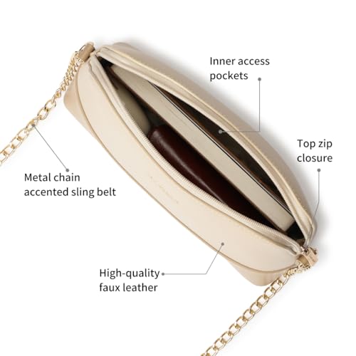 Fastrack Velvet Touch Sling Bag for Women| Faux Leather Sling With Gold Chain Accents | Chic Compact Crossbody with Top Zip Closure | Trendy Women's Handbags | Stylish Bags for Girls - Image 3