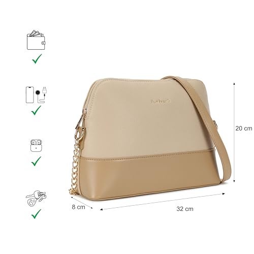 Fastrack Velvet Touch Sling Bag for Women| Faux Leather Sling With Gold Chain Accents | Chic Compact Crossbody with Top Zip Closure | Trendy Women's Handbags | Stylish Bags for Girls - Image 4