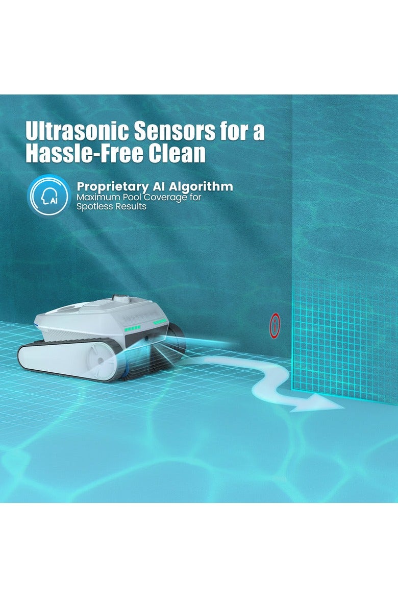 إيرروبو روبوت حمام السباحة AIRROBO PC200 Lite اللاسلكي يعمل بالبطارية، أرضية وحائط روبوت حمام السباحة، خط الماء، الكشف بالموجات فوق الصوتية، الملاحة الذكية، مدة تشغيل 150 دقيقة، منظف حمام سباحة يصل إلى 300 متر مربع - Image 4