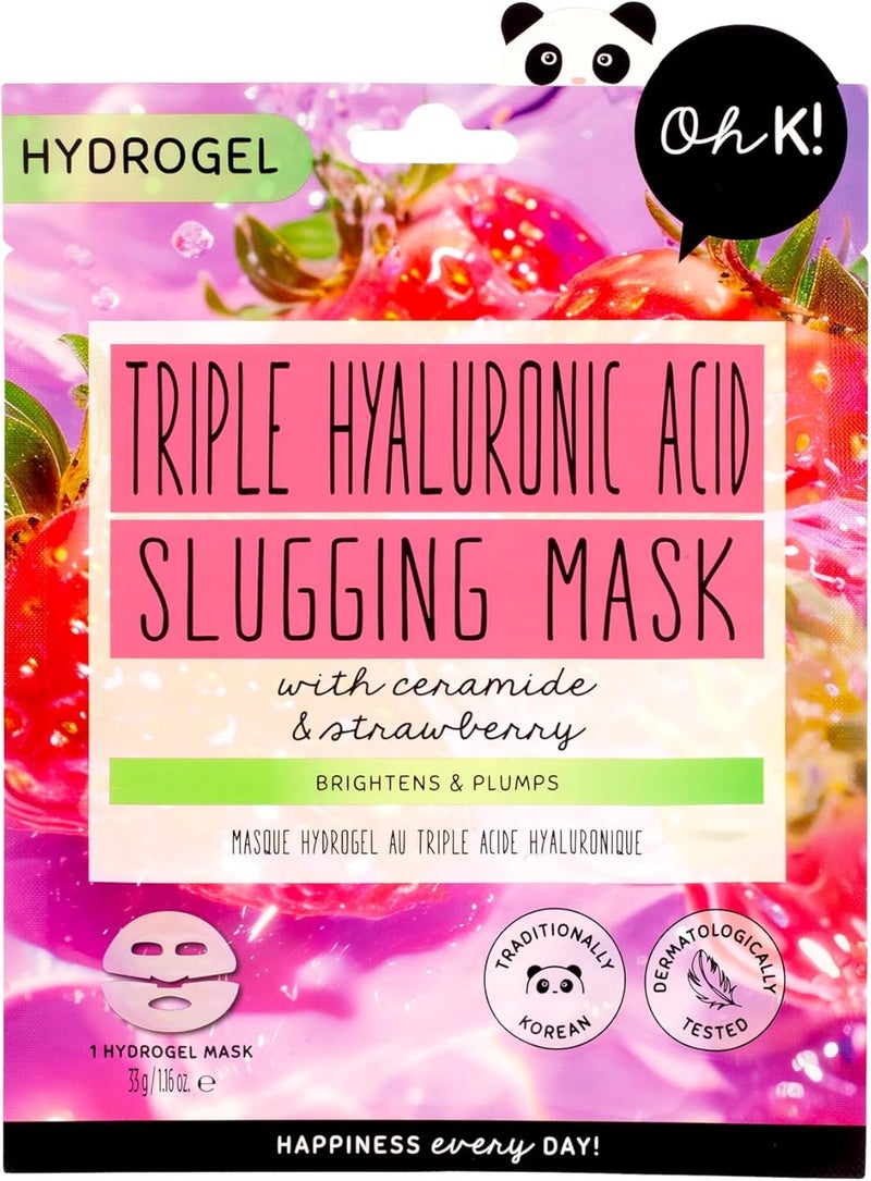 Oh K Triple Hyaluronic Acid Slugging Mask with Ceramides and Strawberry Brightens and Plumps K Beauty Biodegradable Vegan and Cruelty Free 33g
