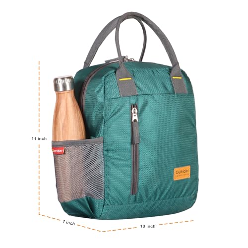 Outrider Polyester Jumbo Lunch Bag,Lunch Bag for Office Men, Women and Kids, Quality Tiffin Bag for School, Picnic, Work, Carry Bag for Lunch Box, 12 litres, Green - Image 4