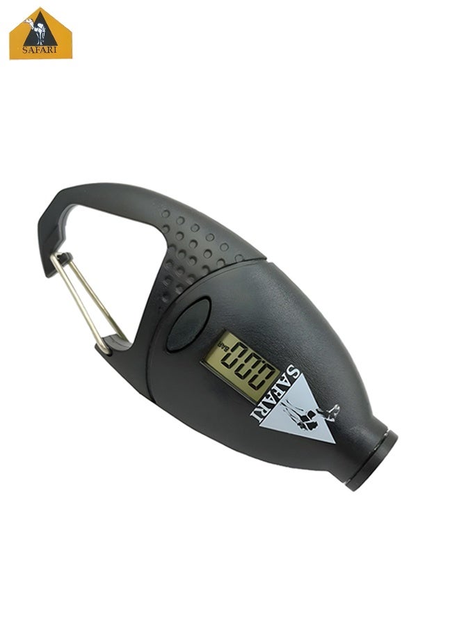 Safari TG-52 Digital Mini Tire Pressure Gauge with LCD Display and Carabiner Hook for Car Truck Motorcycle Bicycle High Precision 150 PSI 10 BAR Measurement Range Energy Saving Portable Auto Off Accurate Air Pressure Checker Keychain Tool - Image 1