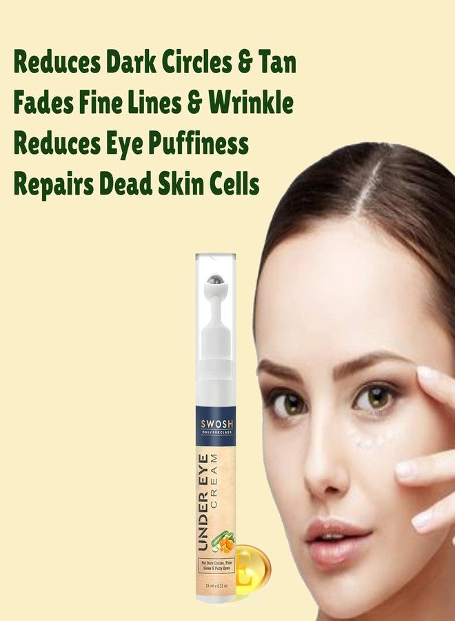 SWOSH Roll-On Under Eye Cream 15ml | Reduces Dark Circles, Puffiness & Fine Lines | Cooling Metal Roller for Easy Application | Lightweight Under Eye Gel for Men & Women | Daily Eye Care - Image 4