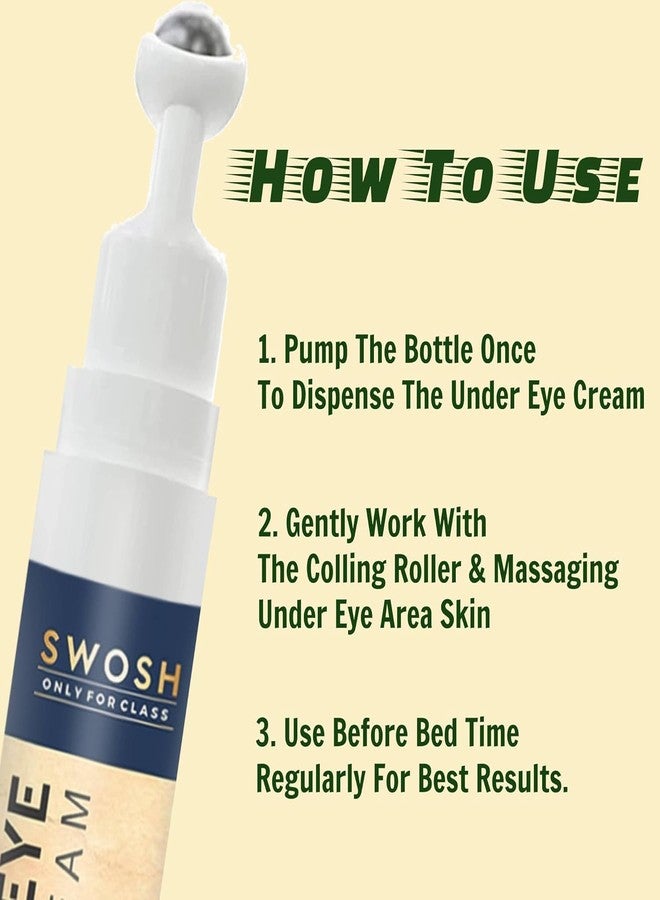SWOSH Roll-On Under Eye Cream 15ml | Reduces Dark Circles, Puffiness & Fine Lines | Cooling Metal Roller for Easy Application | Lightweight Under Eye Gel for Men & Women | Daily Eye Care - Image 3