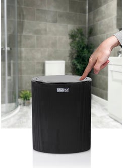 ‎okyanus Home Ocean Home Mina Black Striped Round Trash Can  - Image 3