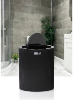 ‎okyanus Home Ocean Home Mina Black Striped Round Trash Can  - Image 2