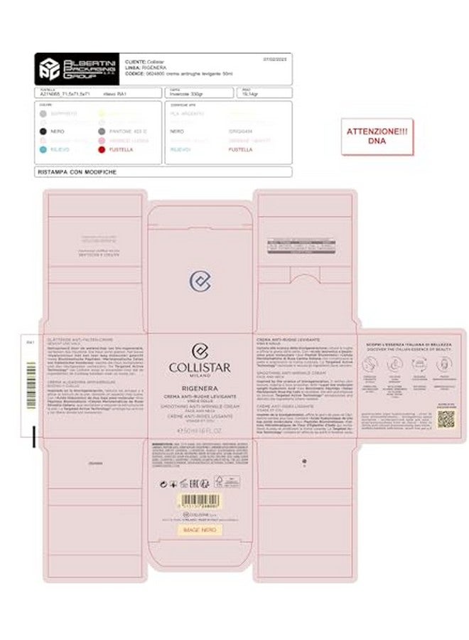 COLLISTAR Rigenera Smoothing Anti Wrinkle Cream Face And Neck 50 Ml 1.6 Fl Oz Made In Italy [Italian Import] - Image 5
