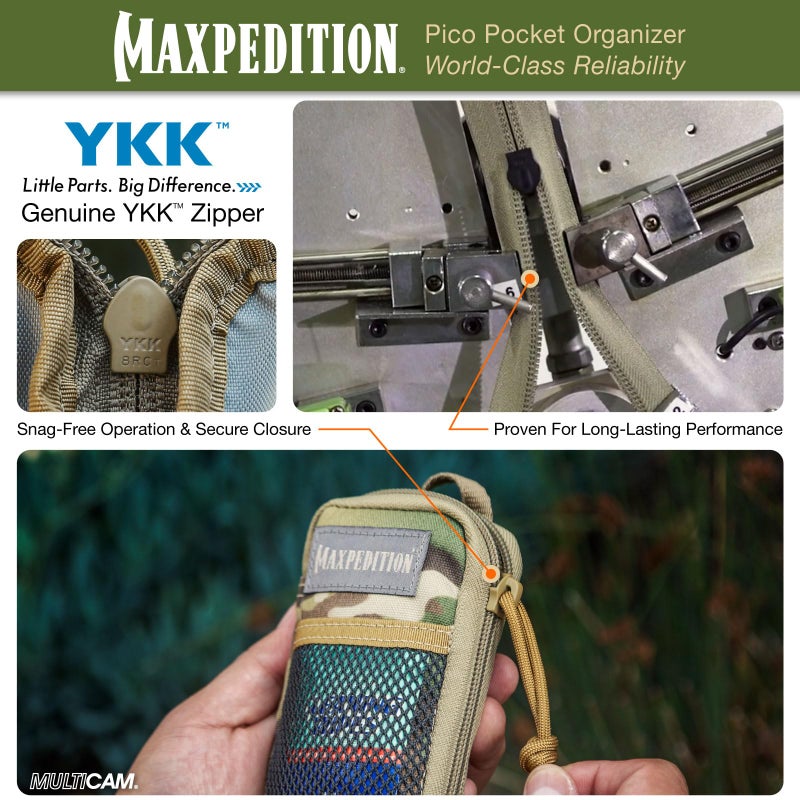 MAXPEDITION Pico Pocket Organizer, Ultra Compact EDC Gear Pouch, Tactical Utility Pouch for Everyday Carry, Tools, Gadgets, Outdoor First-Aid Kit, Survival (Multicam) - Image 5