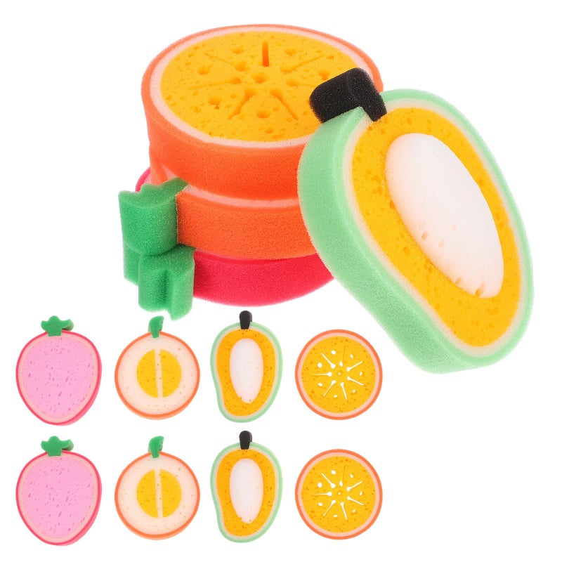Reusable Non Scratch Kitchen Scrub Sponges 12pcs Fruit Shaped Dishwashing Cleaning Pads Multi Color - Image 2