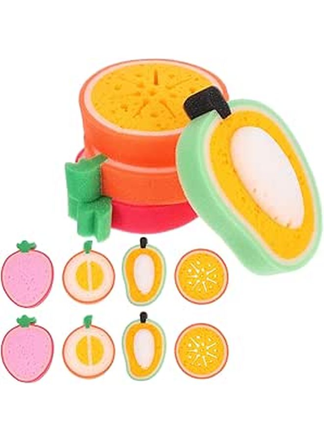 Reusable Non Scratch Kitchen Scrub Sponges 12pcs Fruit Shaped Dishwashing Cleaning Pads Multi Color - Image 1
