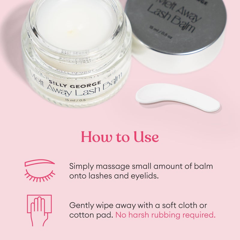 Silly George Melt Away Makeup & Lash Extension Remover - Removes All Eye Makeup (Including Mascara & Eyeliner) + Lash Extensions & Adhesives - Hydrating Moisturizer for Eyes & Lashes - 15 milliliters - Image 3