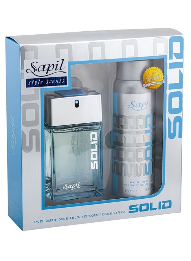 SOLID Sapil Solid Men's Gift Set - EDT 100ml & Deodorant 150ml - Image 1