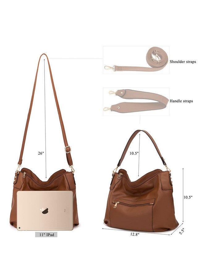 Idesort Large Crossbody Bags Ladies Shoulder Handbags Purse and Wallet Set for Women Totes Hobo Purses Brown - Image 5