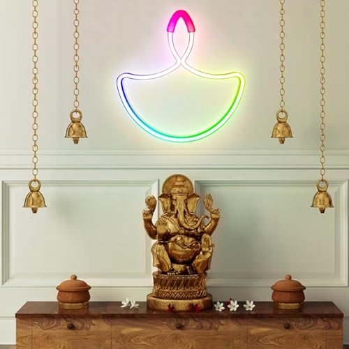 MOROVIK Diwali Diya Sign Strip Lights - LED Strip Rope Lights for Home Decor | IP65 Waterproof Signs for Diwali Decoration,Deepawali,Mandir Decoration,Pooja Room Light (Warm White) (Multi Diya) - Image 4