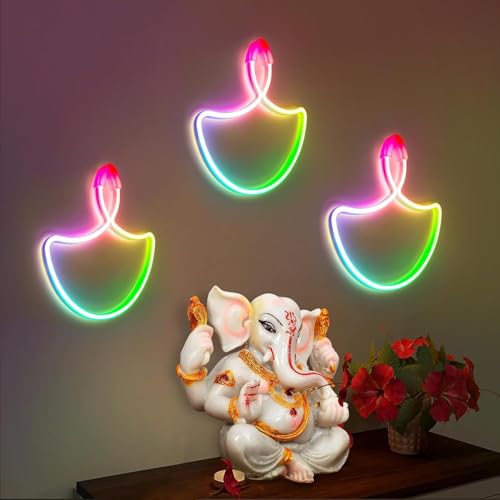 MOROVIK Diwali Diya Sign Strip Lights - LED Strip Rope Lights for Home Decor | IP65 Waterproof Signs for Diwali Decoration,Deepawali,Mandir Decoration,Pooja Room Light (Warm White) (Multi Diya) - Image 3