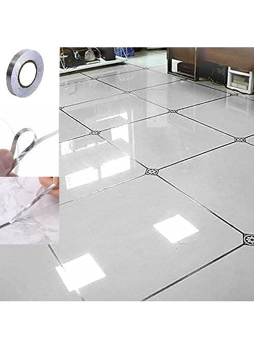 WALLTON WALLTON SelfAdhesive Decorative 45 Meters Silver Tape for Tiles Line Gaping Waterproof Gap Sealing Tape Strip for Home Floor Wall Kitchen Cabinet Tiles Seam Sticker Silver 15cm x 45m  - Image 2