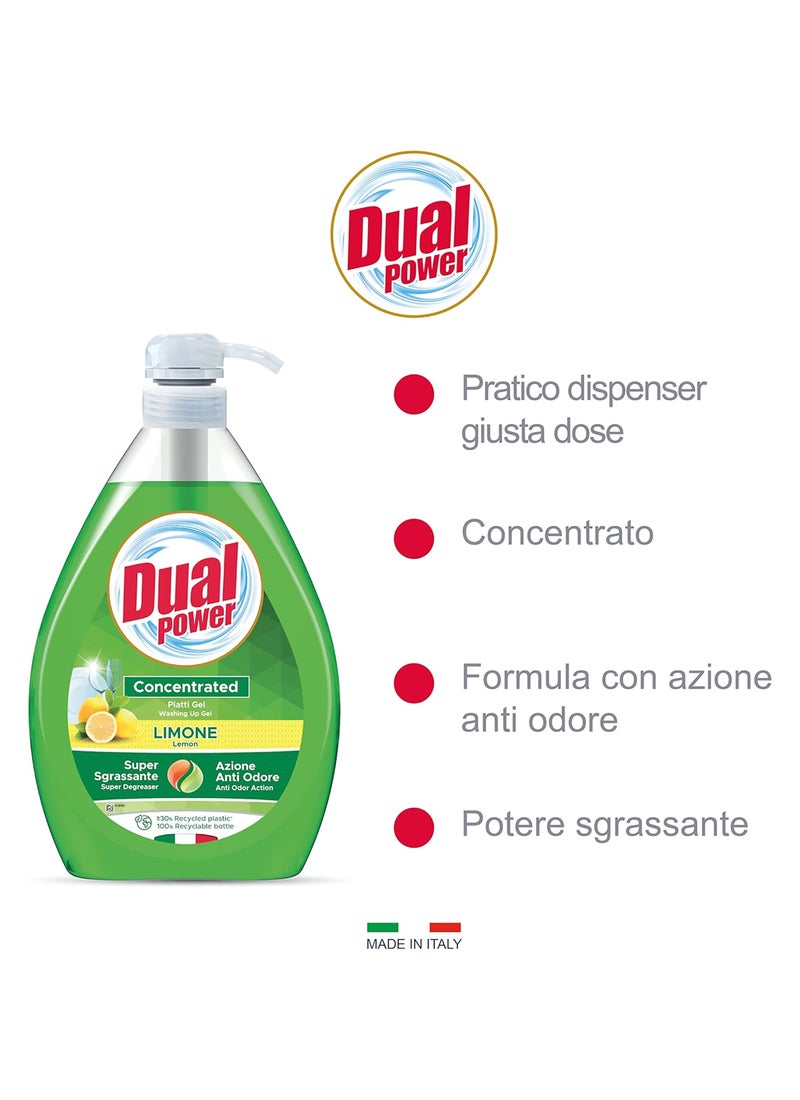 Dual Power Dishwashing Gel Concentrated with Pump Dispenser Lemon Fresh - Image 2