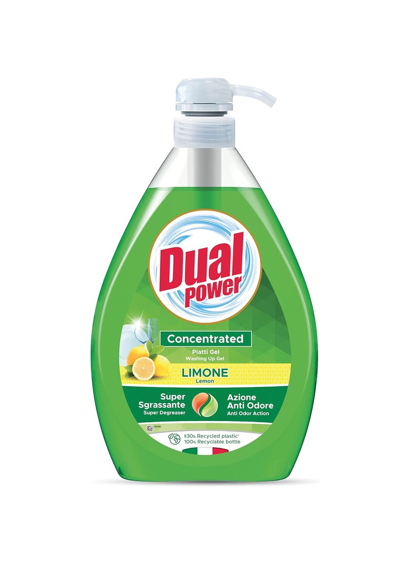Dual Power Dishwashing Gel Concentrated with Pump Dispenser Lemon Fresh - Image 1