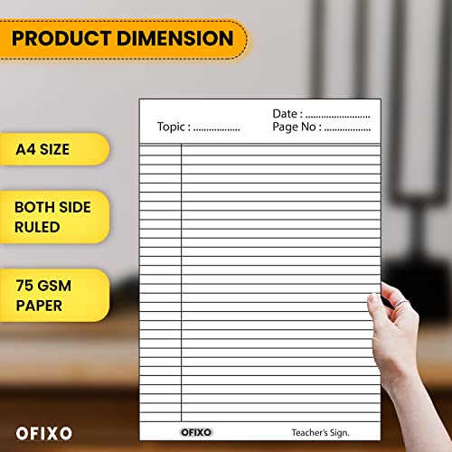 OFIXO Both Side Ruled Sheet for Project/Assignment- A4 Size (Pack of 100 sheets) - Image 5