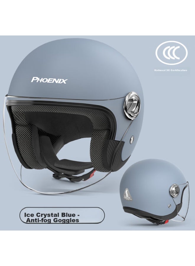 Phoenix 3c Certified Electric Motorcycle Helmet, Retro Style 888, Indigo Blue, Uni All-season, For Electric Scooters, 3/4 Half Helmet, Winter Riding Safety Helmet, One Size Fits All - Image 1