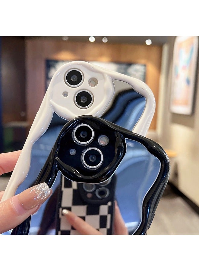 شيبشيب جراب هاتف بتصميم موجة بسيطة لهاتف آيفون 15 مع مرآة، إطار متموج من TPU ناعم، غطاء هاتف جمالي - Image 4