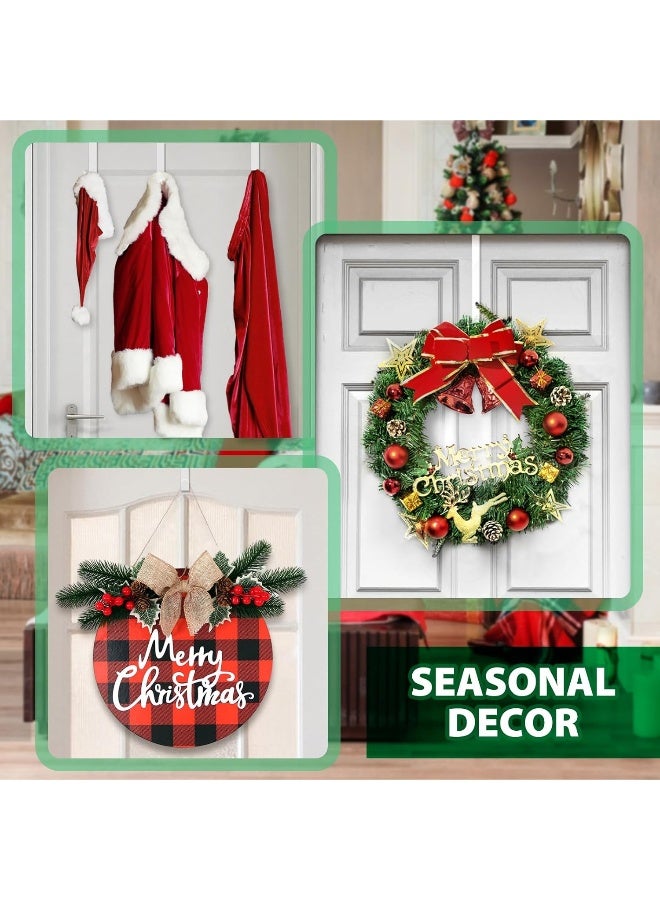 Booda Brand 14 Inches Over The Door Hooks 4 Pack Widen Wreath Hangers Fit The 1-3/4 Inch And 1-3/8 Inch Door Widths Z-Shaped Sturdy Door Hanger Hooks For Hanging Wreaths Hats And Clothes White-4Pack  - Image 1