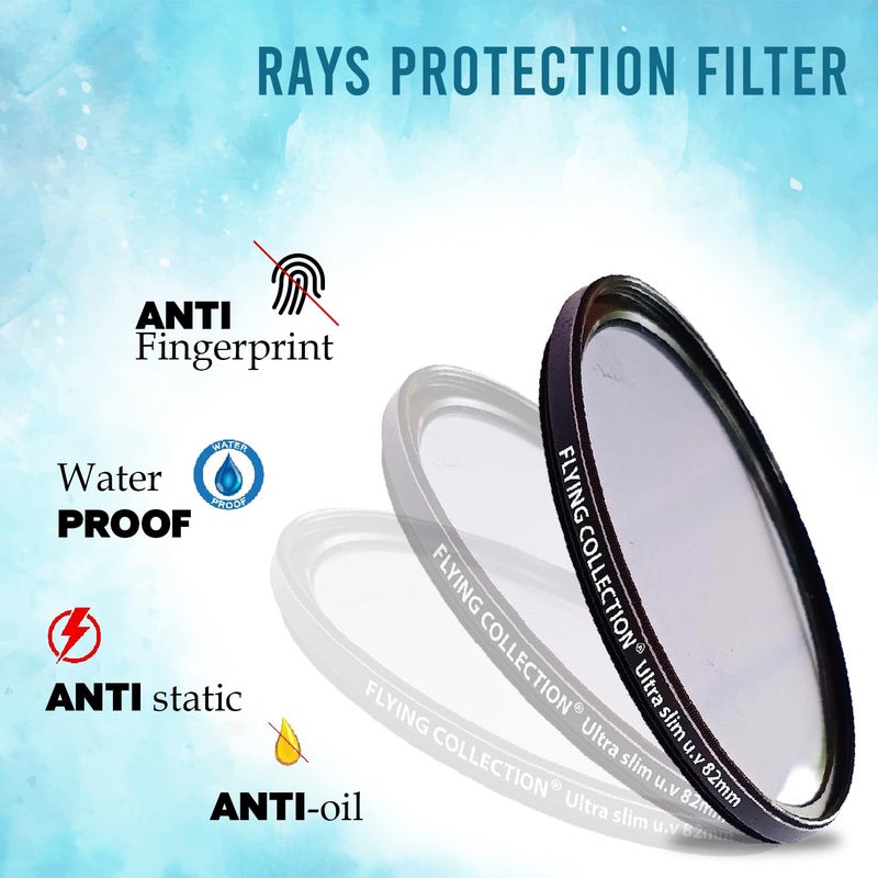FLYING COLLECTION Camera Lens UV Rays Protection Filter 82 MM -Ultra Slim UV Filter Ring Aluminum Frame,HD/Waterproof Resistant, DSLR Camera Lens, Dust Scratches (82 MM) - Image 4