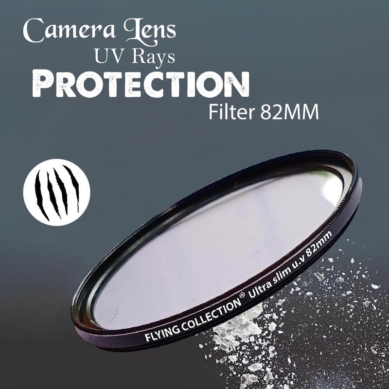 FLYING COLLECTION Camera Lens UV Rays Protection Filter 82 MM -Ultra Slim UV Filter Ring Aluminum Frame,HD/Waterproof Resistant, DSLR Camera Lens, Dust Scratches (82 MM) - Image 2
