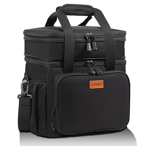 GLENKEY Expandable XLarge Lunch Box, Insulated Heavy Duty Lunch Bag Waterproof Leakproof Durable Cooler Bag for Men Women Adults Work Construction Camping Trip, 22L, Black, GLENKEY - Image 1
