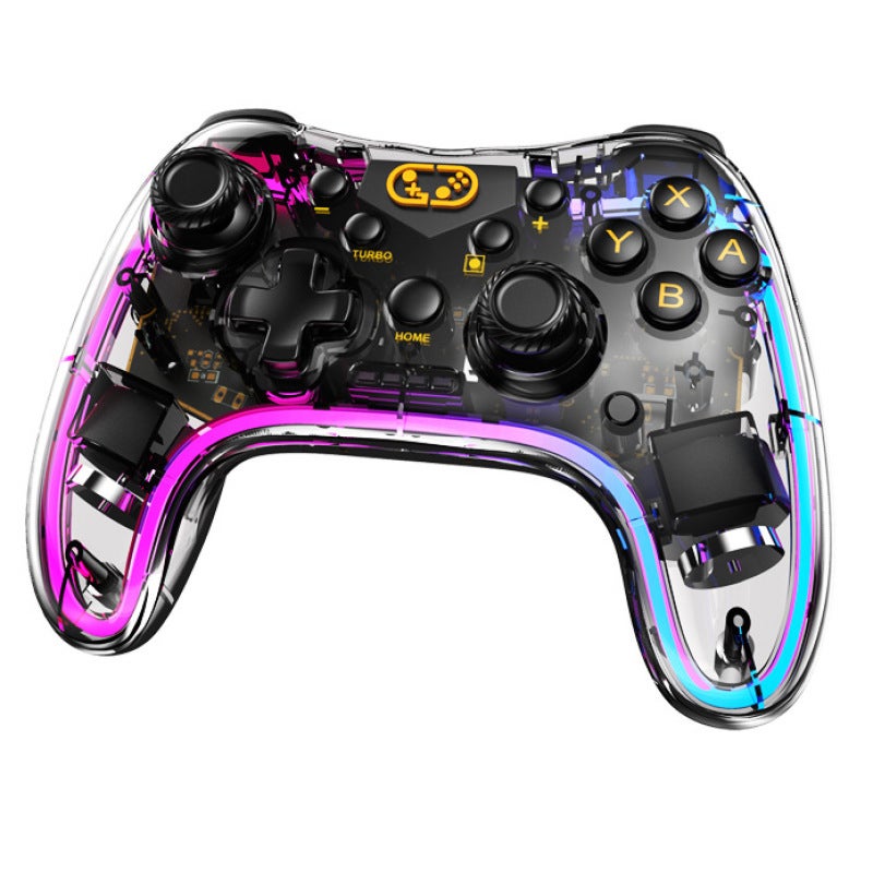 وحدة تحكم برو لاسلكية بتصميم عصري شفاف متوافقة مع سويتش/سويتش لايت/سويتش أو إل إي دي - إضاءة LED ملونة بتنفس مع وظيفة التنبيه وخاصية التيربو واهتزاز قابل للتعديل للألعاب عبر منصات متعددة - Image 2