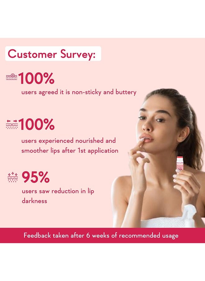 WishCare Tinted Ceramide Lip Balm with SPF50 PA+++ - Kojic Acid & Niacinamide - For Lip Lightening & Protection 5gm  - Image 2