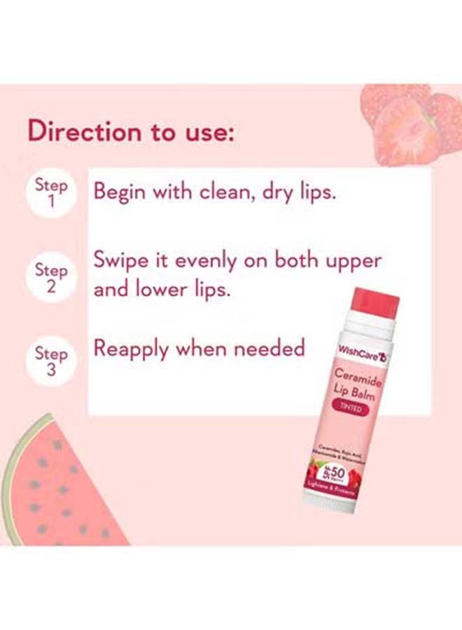 WishCare مرطب شفاه سيراميد ملون مع عامل حماية من الشمس 50 PA+++ - حمض الكوجيك والنياسيناميد - لتفتيح الشفاه وحمايتها 5 جم - Image 3