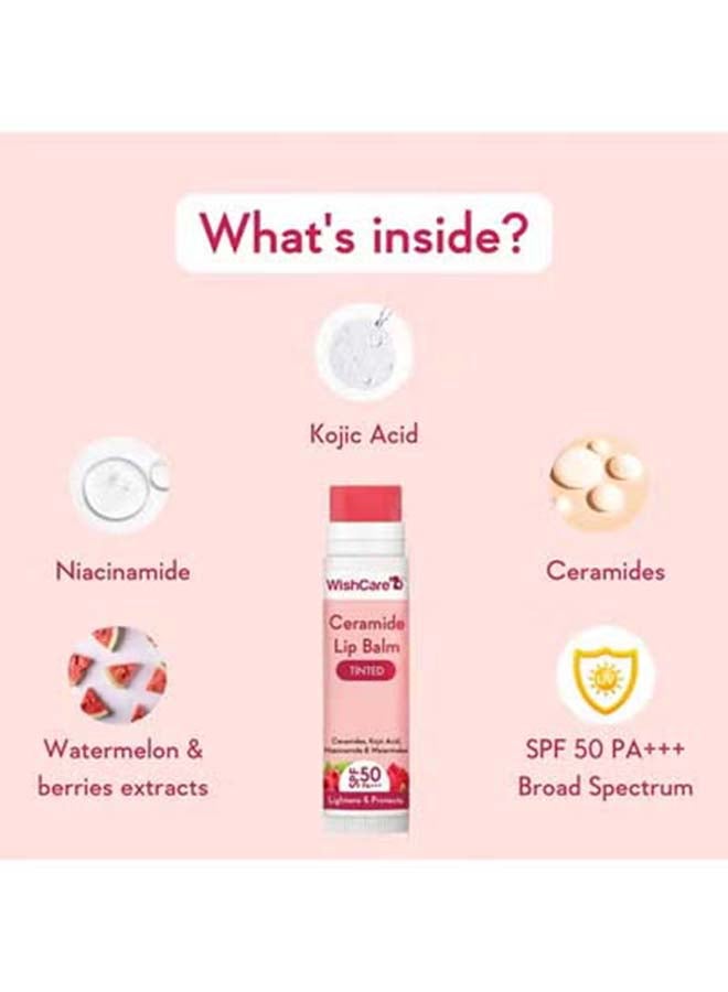 WishCare مرطب شفاه سيراميد ملون مع عامل حماية من الشمس 50 PA+++ - حمض الكوجيك والنياسيناميد - لتفتيح الشفاه وحمايتها 5 جم - Image 5