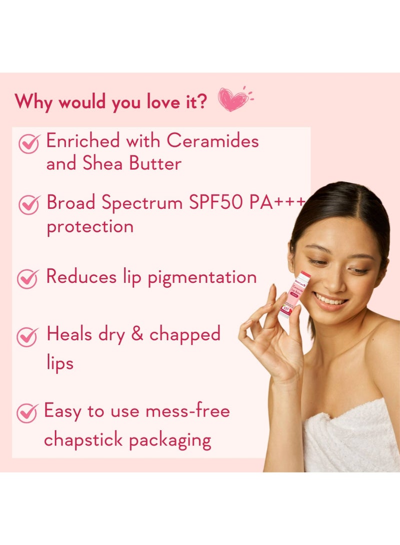 WishCare مرطب شفاه سيراميد ملون مع عامل حماية من الشمس 50 PA+++ - حمض الكوجيك والنياسيناميد - لتفتيح الشفاه وحمايتها 5 جم - Image 5