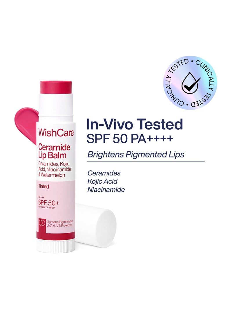 WishCare Tinted Lip Balm with SPF 50 PA+++ | Brightening Lip Balm for Dark Lips | Kojic Acid & Niacinamide | For Women - Image 1
