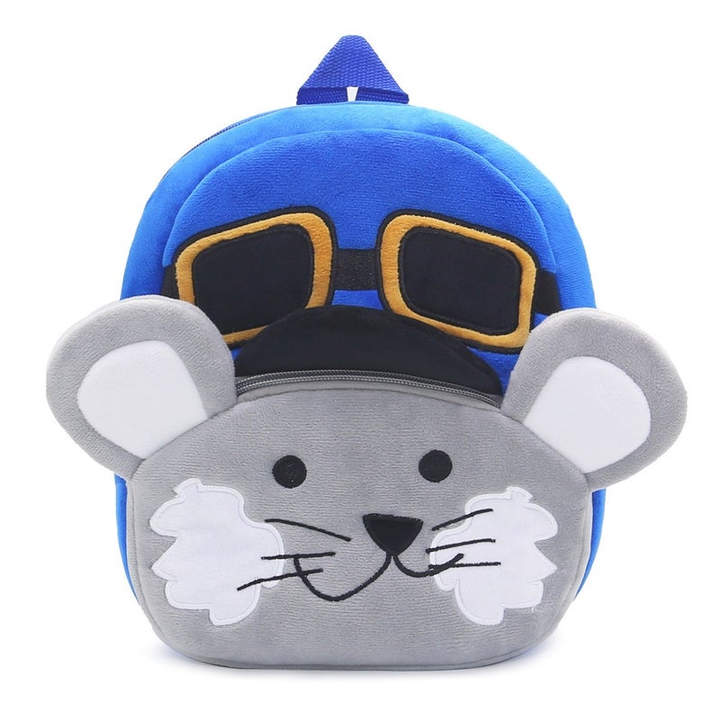 Plush Kids Backpack, Mouse Animal Design, Soft Lightweight School Bag for Toddlers and Preschool Kids - Image 2