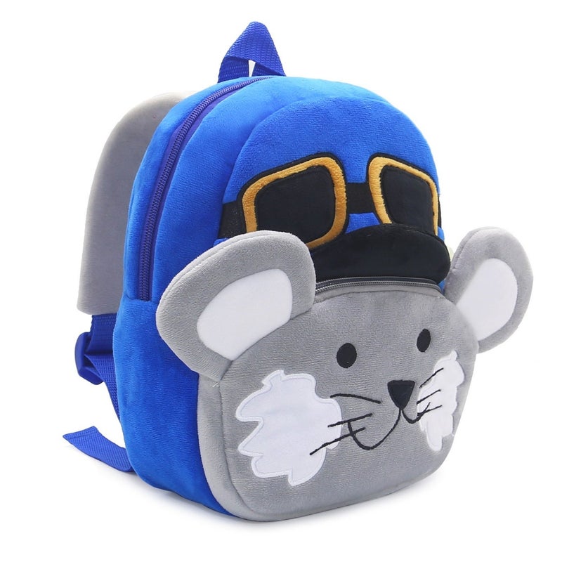 Plush Kids Backpack, Mouse Animal Design, Soft Lightweight School Bag for Toddlers and Preschool Kids - Image 4