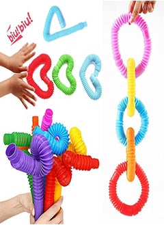 Generic 20 PCS Fidget Sensory Toy Pack,8 Multi-Color Big Pop Tubes and 8 Mini Decompression Stretch Pull Tubes,4 Mini Pop Bubble Square Silicone Key-Chain Toy,DIY Activities Office Desk Toys  - Image 2