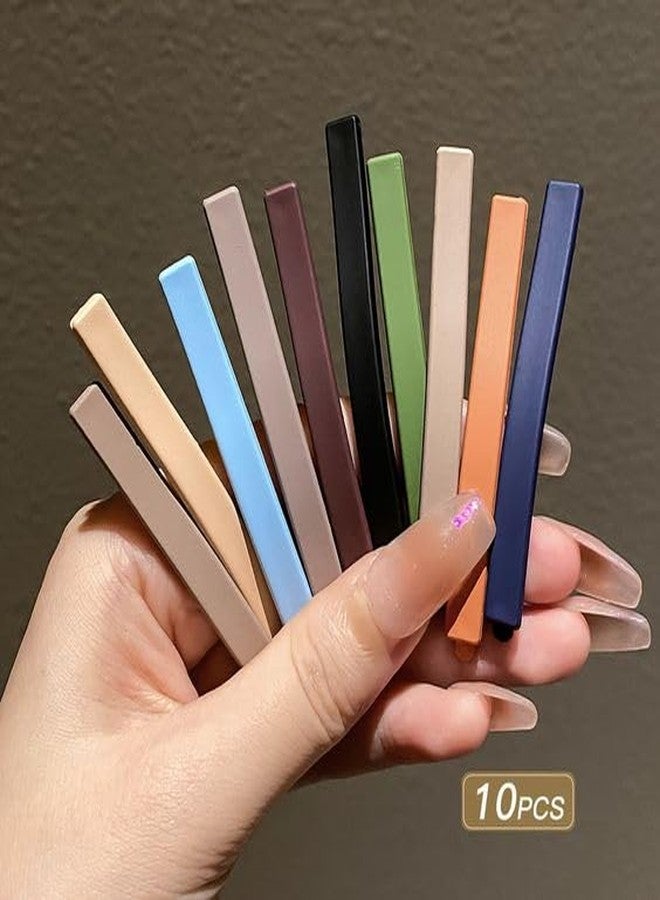 ZUGAD Bobby Pins, 10 pc Brown Hair Pins for Women Girls, 3 Inch Matte Acrylic Barrette, Morandi Thin Korean Hair Accessories, Minimalist Clip (Multi Color) - Image 5