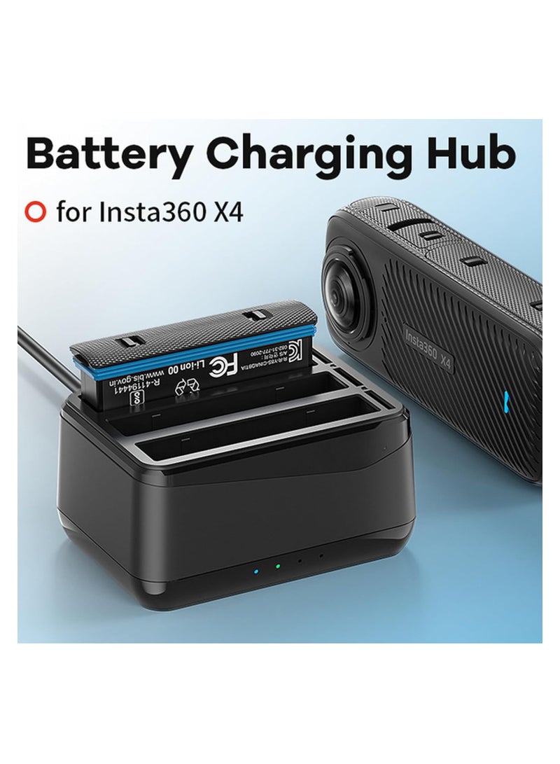 Insta360 X4 Fast Charging Hub with USB Type-C Cable, 3-Slot Battery Charger Station and SD Card Storage, Compatible with Insta360 X4 Battery Accessories. - Image 5