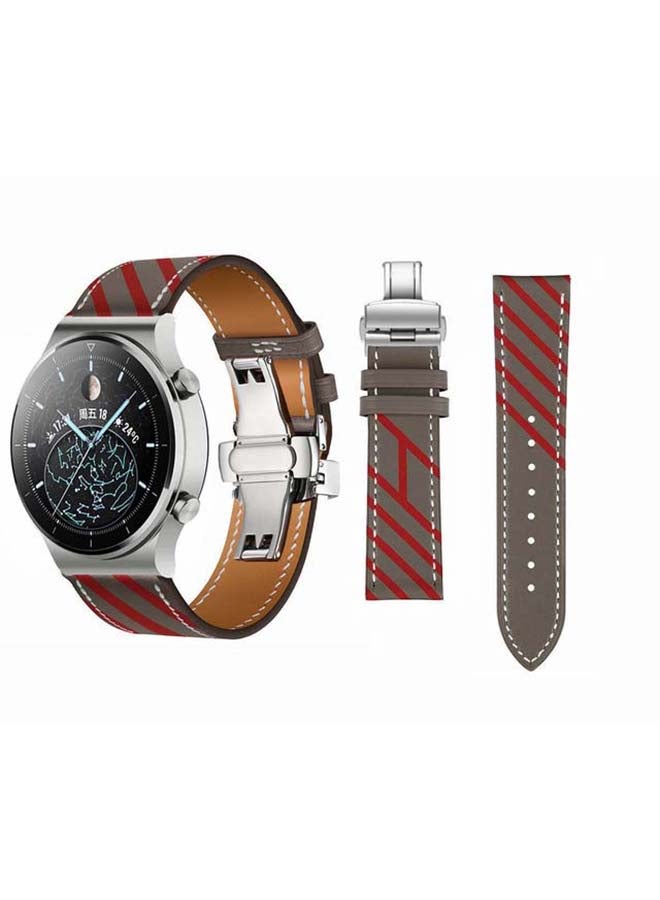 Perfii Genuine Leather Replacement Band For Huawei Watch GT2 Pro 22mm Grey - Image 1